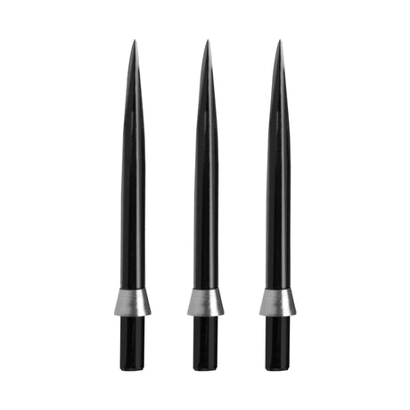 Red Dragon Specialist Black Dart Points with Trident Silver alternative angle showing the point profile and finish