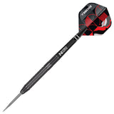 T 800 Steel Tip Darts close up image highlighting the barrel grip texture, coating, machining, and design details