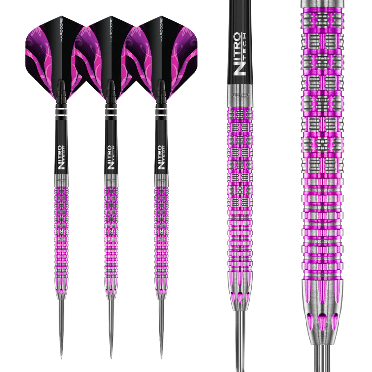 Tyrian Steel Tip Darts complete dart overview image showing the full barrel profile and design from multiple angles