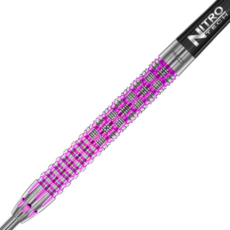 Tyrian Steel Tip Darts zoomed image highlighting the barrel grip, machining, coating, and surface detail