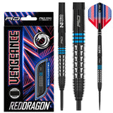 Vengeance Blue Steel Tip Darts main product image showing the darts, packaging, flights, shafts, and included accessories