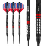 Vengeance Red Steel Tip Darts complete dart overview image showing the full barrel profile and design from multiple angles