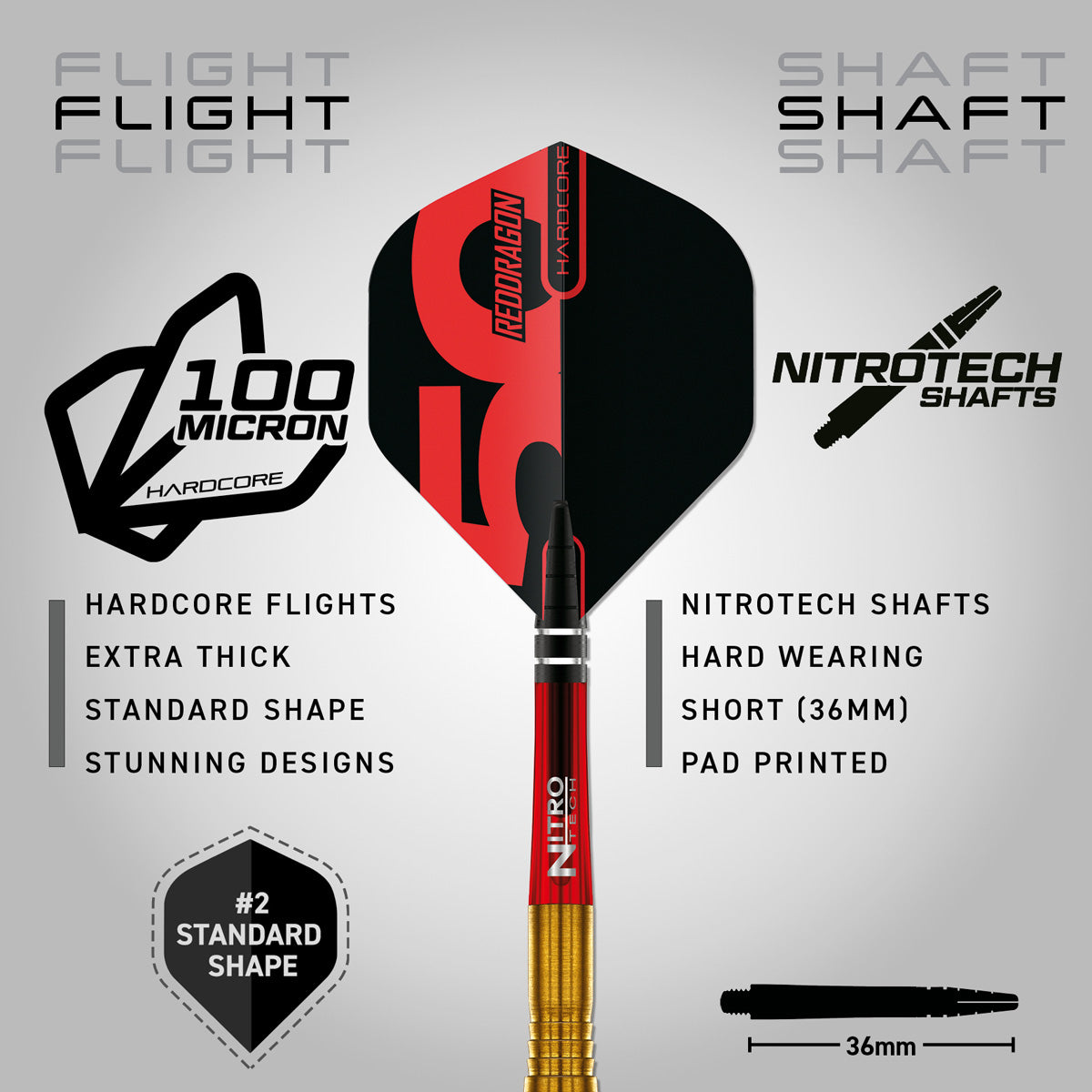 Red Dragon Virgin 5 Steel Tip Darts image displaying the included flight and shaft configuration