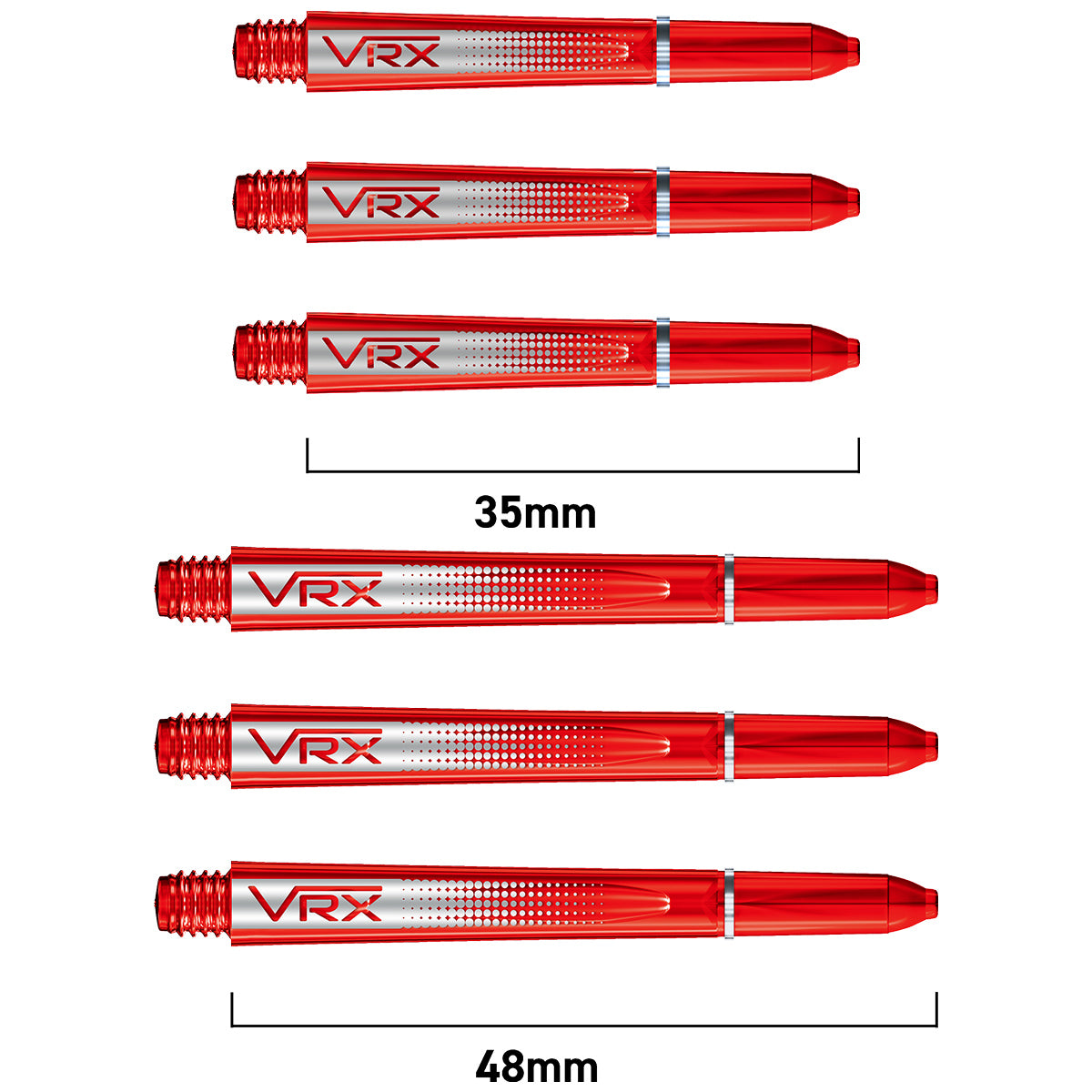 VRX Polycarbonate Dart Stems Red main product image showing the stems, packaging, and included contents