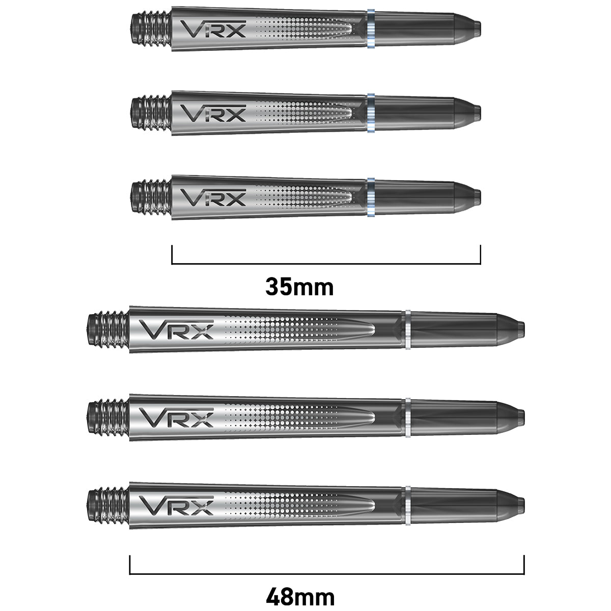 VRX Polycarbonate Dart Stems Smokey main product image showing the stems, packaging, and included contents