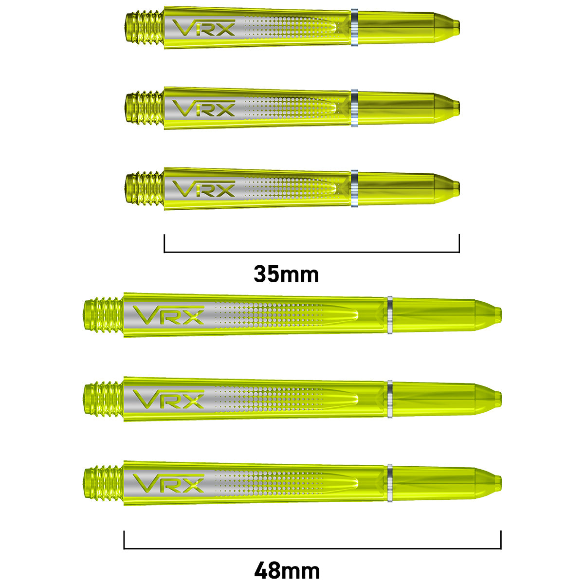 VRX Polycarbonate Dart Stems Yellow main product image showing the stems, packaging, and included contents