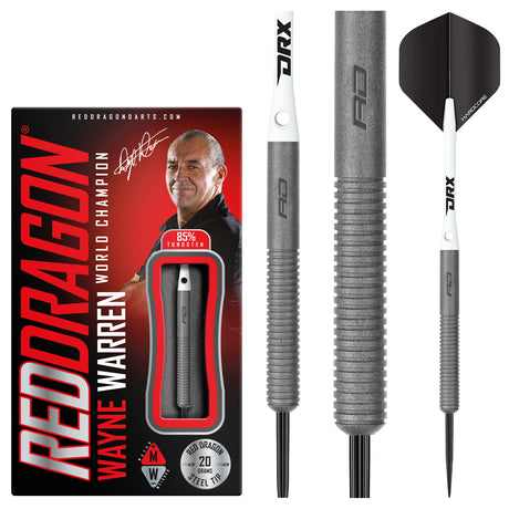 Wayne Warren Steel Tip Darts product image showing the complete dart set, packaging and accessories