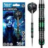 AI Cyberpunk Steel Tip Darts main product image showing the darts, packaging, flights, shafts, and included accessories