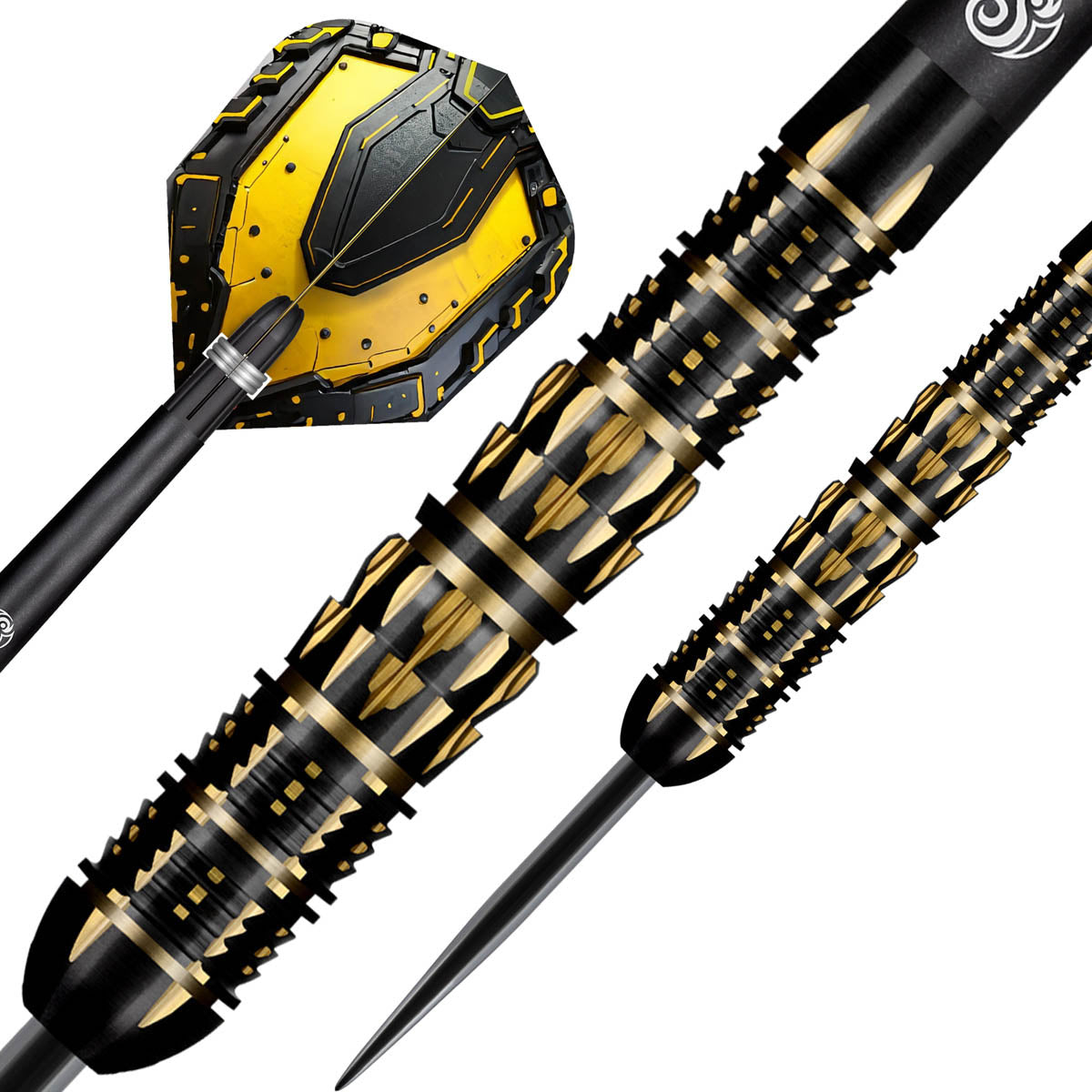 AI Mecha Steel Tip Darts dynamic product image highlighting the full dart setup and barrel design