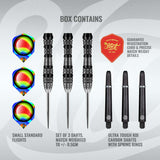 AI Mimic Steel Tip Darts contents image displaying everything included inside the package