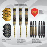 Alchemy Auro Steel Tip Darts contents image displaying everything included inside the package