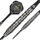 Alchemy Runstel Steel Tip Darts dynamic product image highlighting the full dart setup and barrel design