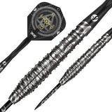 Alchemy Runstel Steel Tip Darts dynamic product image highlighting the full dart setup and barrel design