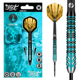 Alchemy Volta Steel Tip Darts main product image showing the darts, packaging, flights, shafts, and included accessories