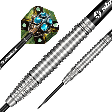 Badlands Krush Steel Tip Darts dynamic product image highlighting the full dart setup and barrel design
