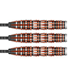 Badlands Rustin Steel Tip Darts close up image showing detailed grip patterns, machining, coating, and precision craftsmanship