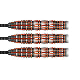 Badlands Rustin Steel Tip Darts close up image showing detailed grip patterns, machining, coating, and precision craftsmanship