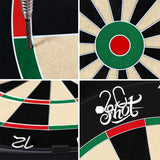 Shot Bandit Bristle Dartboard image highlighting the key features of the dartboard that makes this different from the rest