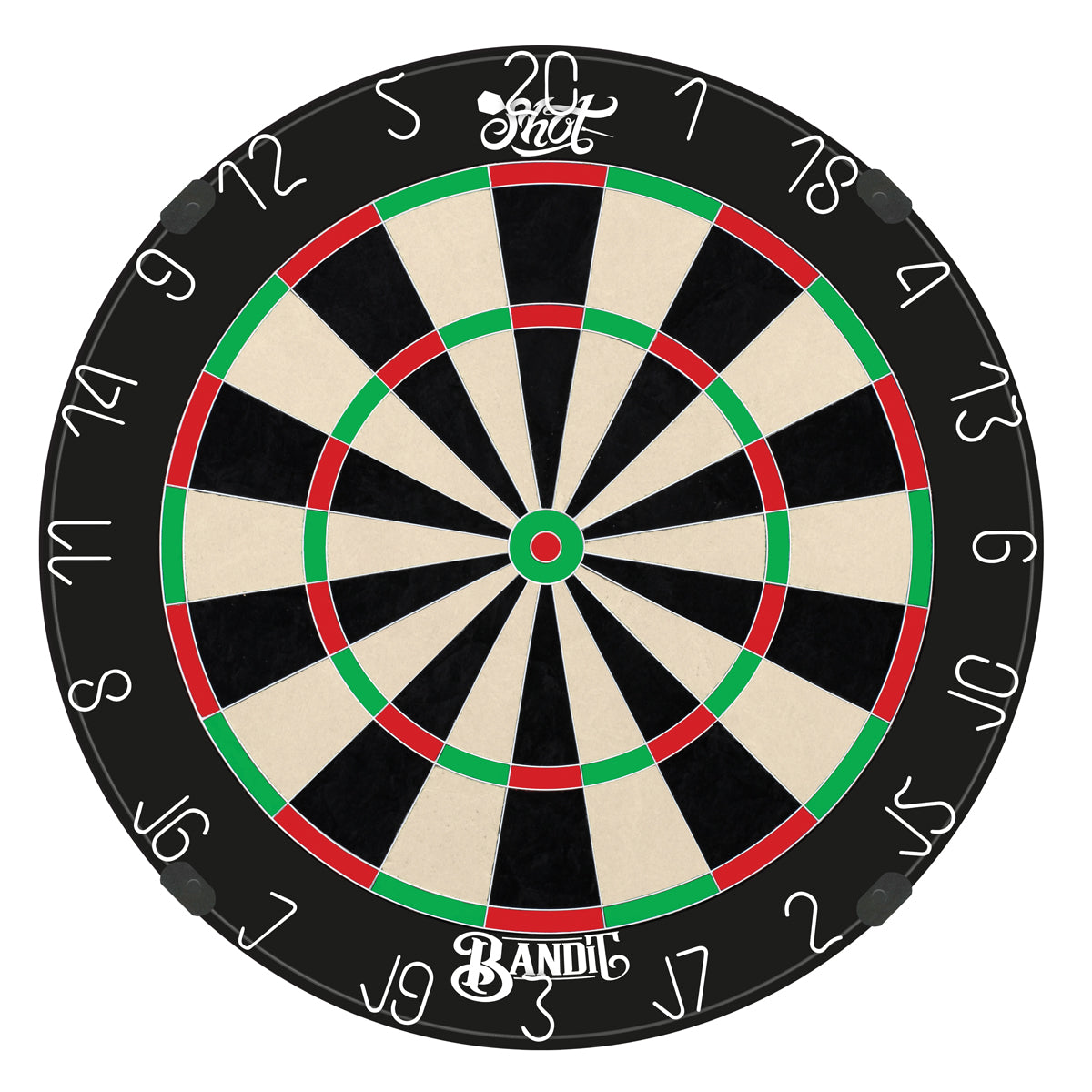 Shot Bandit Bristle Dartboard main product image showing the dartboard and product contents