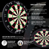 Shot Bandit Bristle Dartboard product image showing the dartboard's key features and what makes this dartboard one of the best