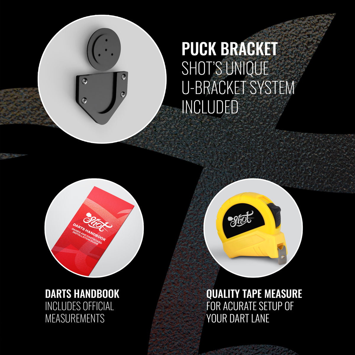 Shot Bandit Bristle Dartboard image showing everything included inside the box