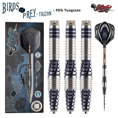 Birds of Prey Falcon Steel Tip Darts main product image showing the darts, packaging, flights, shafts, and included accessories
