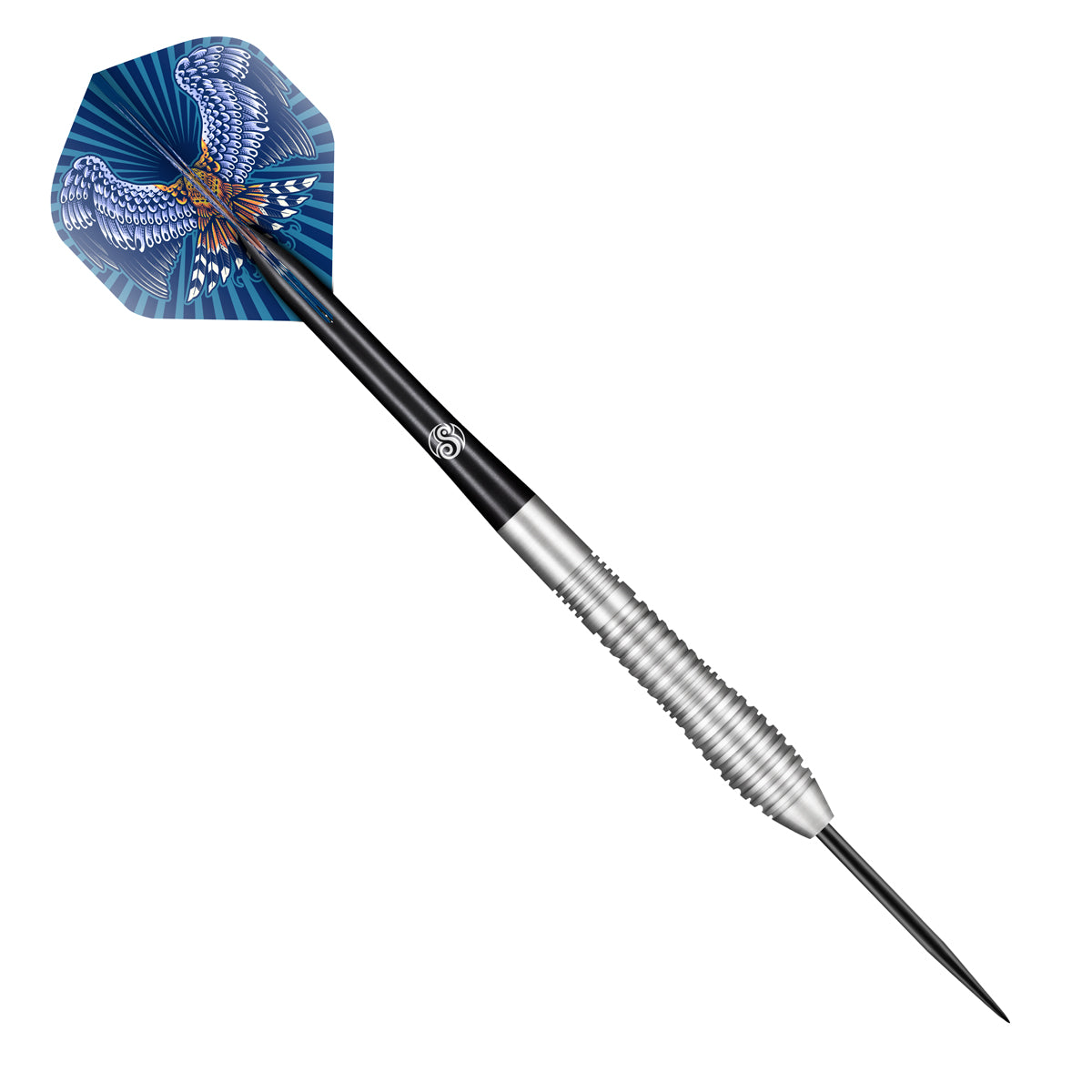 Birds of Prey Kestrel Steel Tip Darts angled product image displaying the barrel profile, grip layout, and design features