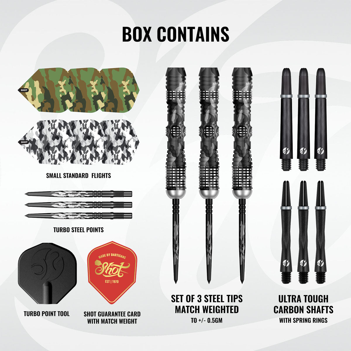Shot Camo Longshot Turbo Point 90% Tungsten Steel Tip Darts