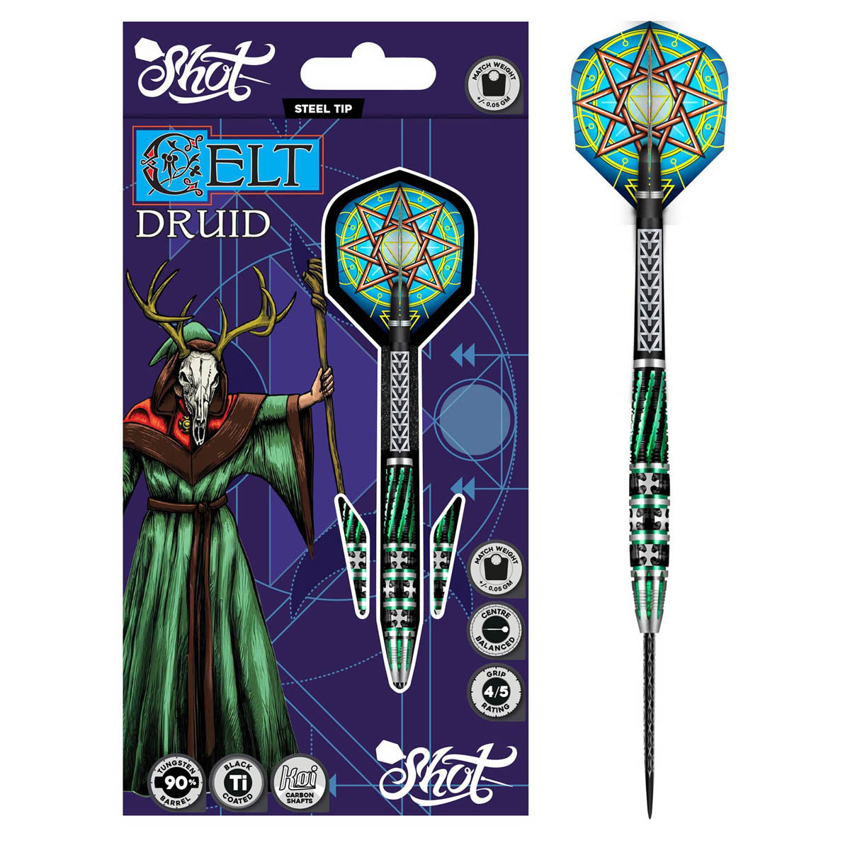 Celt Druid Steel Tip Darts packaging exterior image showing the outer box artwork, branding, and presentation design