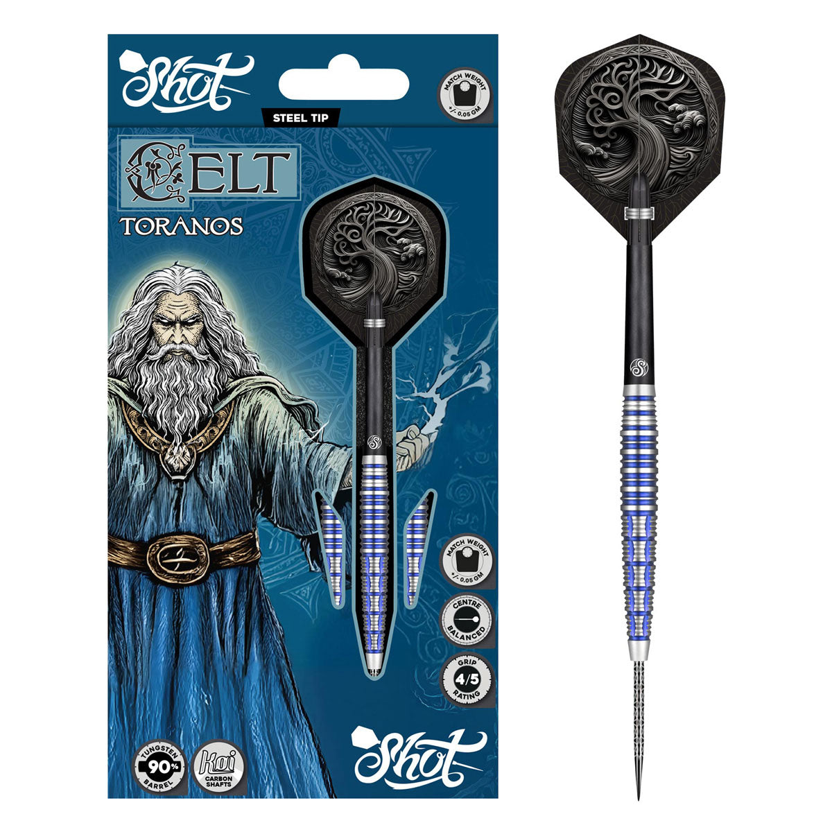 Celt Toranos Steel Tip Darts packaging exterior image showing the outer box artwork, branding, and presentation design