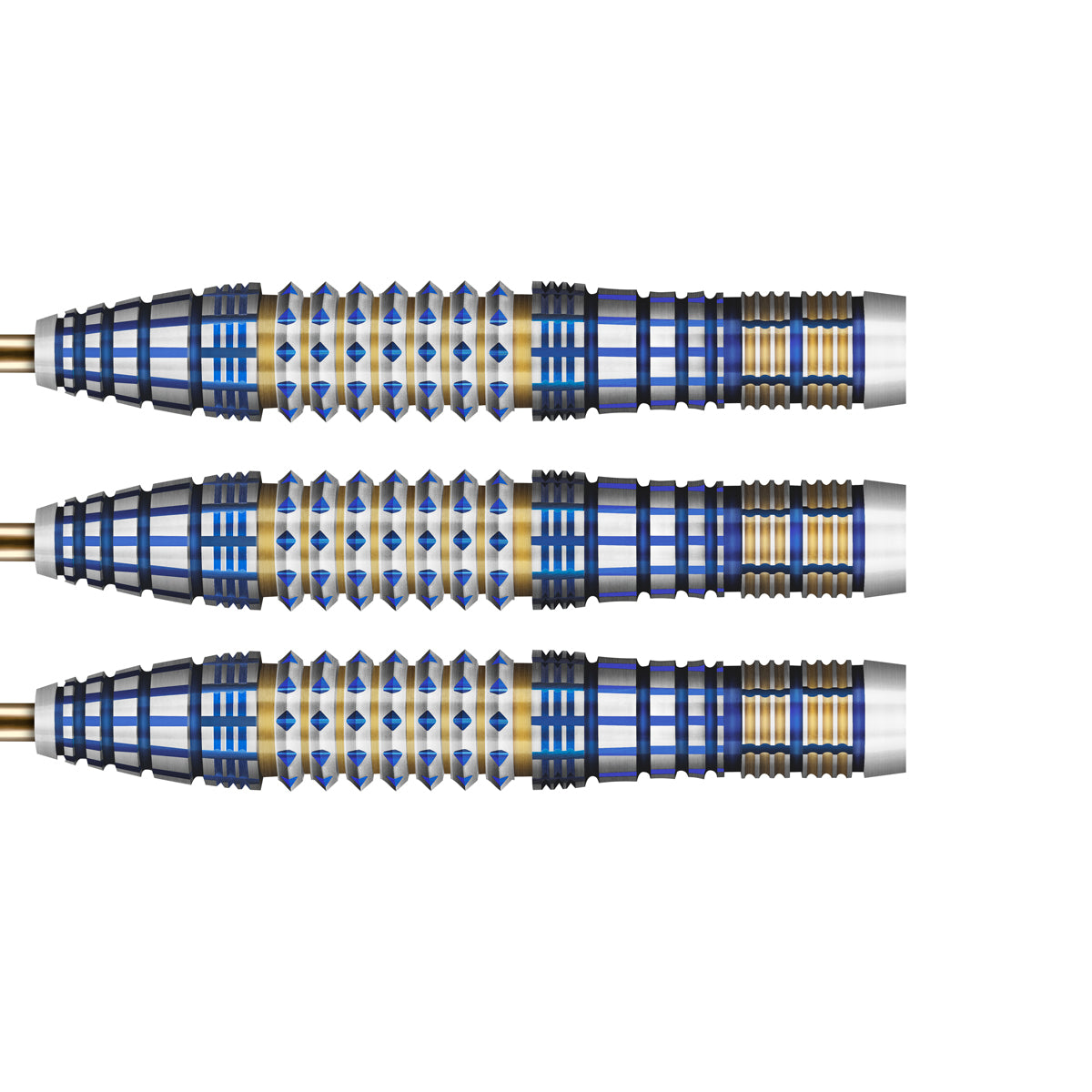 Future Knights Darkstar Steel Tip Darts close up image showing detailed grip patterns, machining, coating, and precision craftsmanship