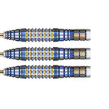 Future Knights Darkstar Steel Tip Darts close up image showing detailed grip patterns, machining, coating, and precision craftsmanship