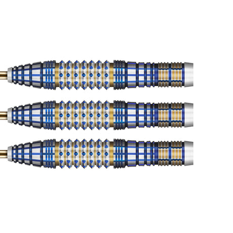 Future Knights Darkstar Steel Tip Darts close up image showing detailed grip patterns, machining, coating, and precision craftsmanship