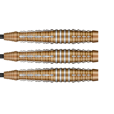 Future Knights Hachette Steel Tip Darts close up image showing detailed grip patterns, machining, coating, and precision craftsmanship