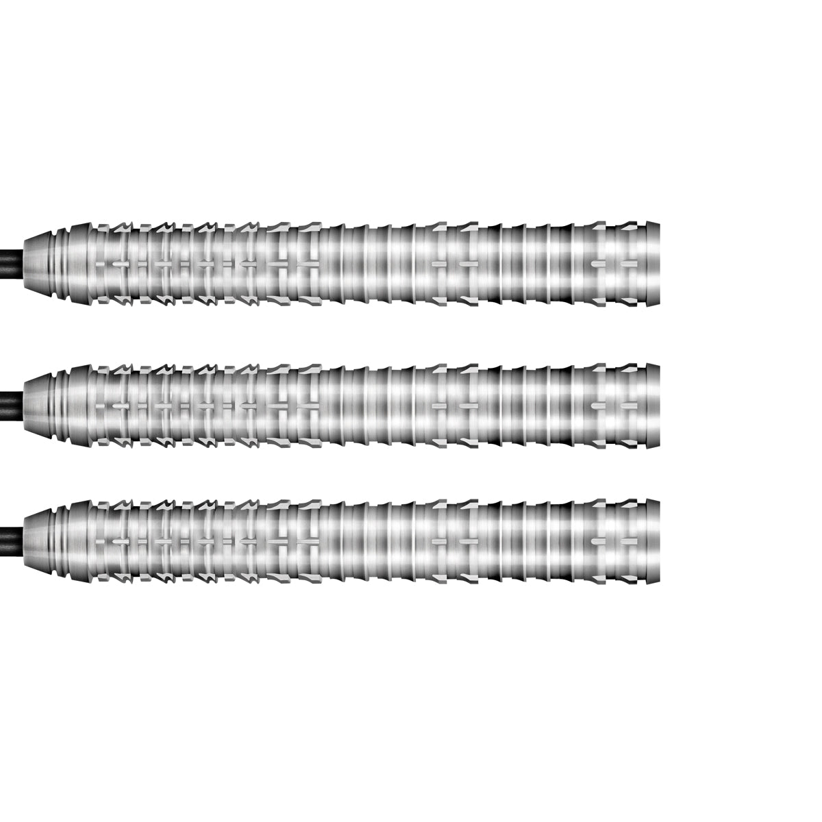 Future Knights Ironsoul Steel Tip Darts close up image showing detailed grip patterns, machining, coating, and precision craftsmanship