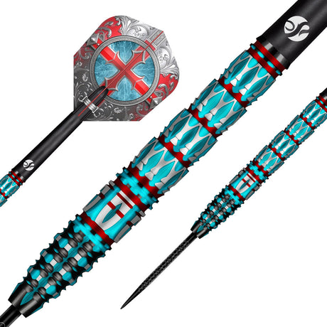 Future Knights St George Steel Tip Darts dynamic product image highlighting the full dart setup and barrel design