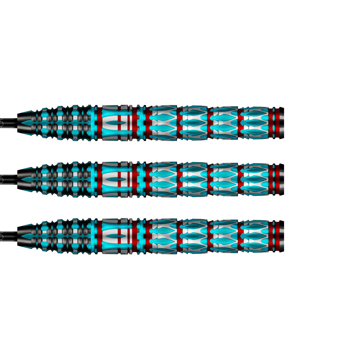 Future Knights St George Steel Tip Darts close up image showing detailed grip patterns, machining, coating, and precision craftsmanship