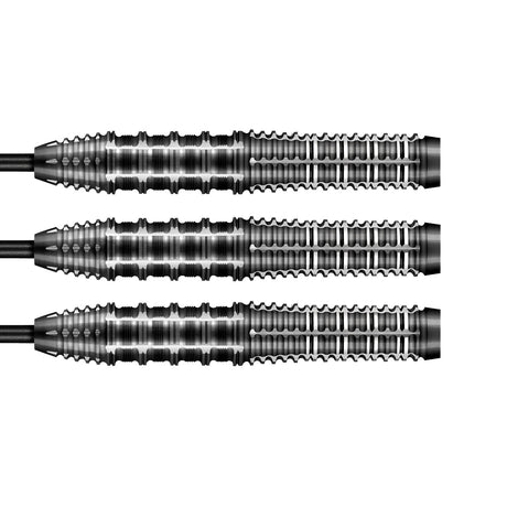 Gnarly Rippah Steel Tip Darts close up image showing detailed grip patterns, machining, coating, and precision craftsmanship