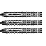 Gnarly Shredda Steel Tip Darts close up image showing detailed grip patterns, machining, coating, and precision craftsmanship