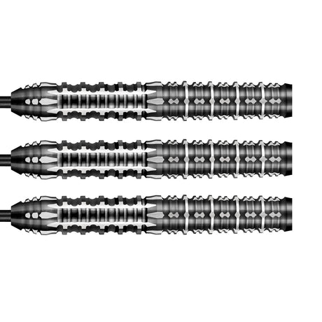 Gnarly Shredda Steel Tip Darts close up image showing detailed grip patterns, machining, coating, and precision craftsmanship