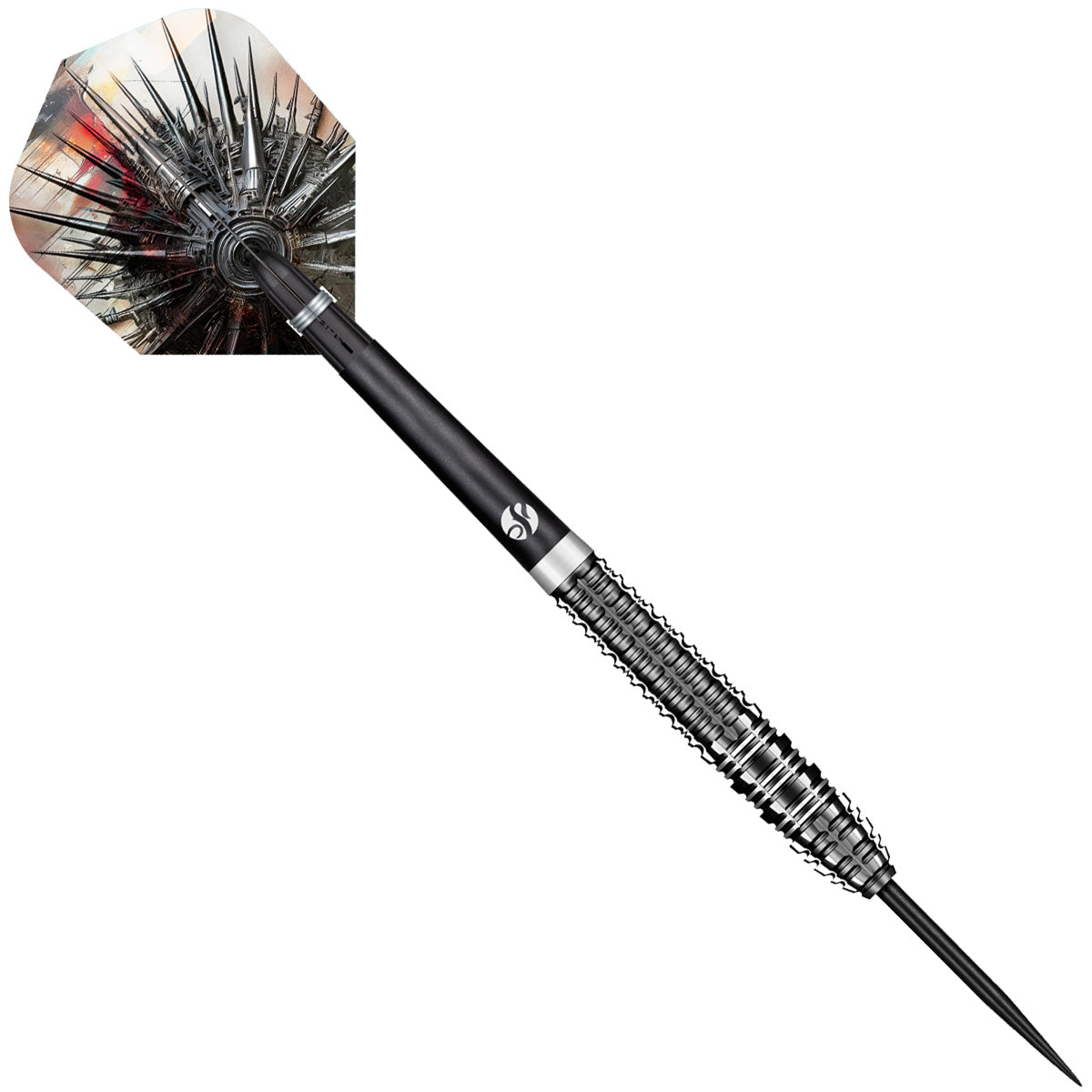Gnarly Smasha Steel Tip Darts angled product image displaying the barrel profile, grip layout, and design features
