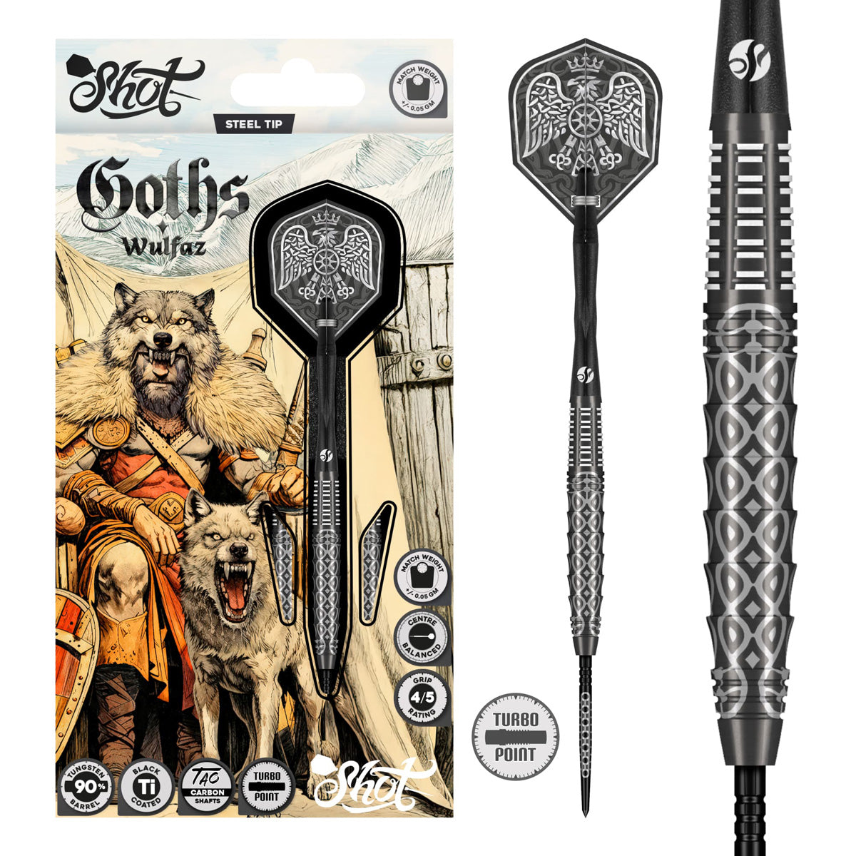 Shot Goths Wulfaz Turbo Point 90% Tungsten Steel Tip Darts