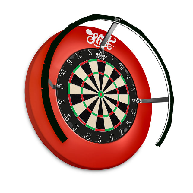 Shot Lumen Core Dartboard Lighting System main product image showing the lighting system and included contents