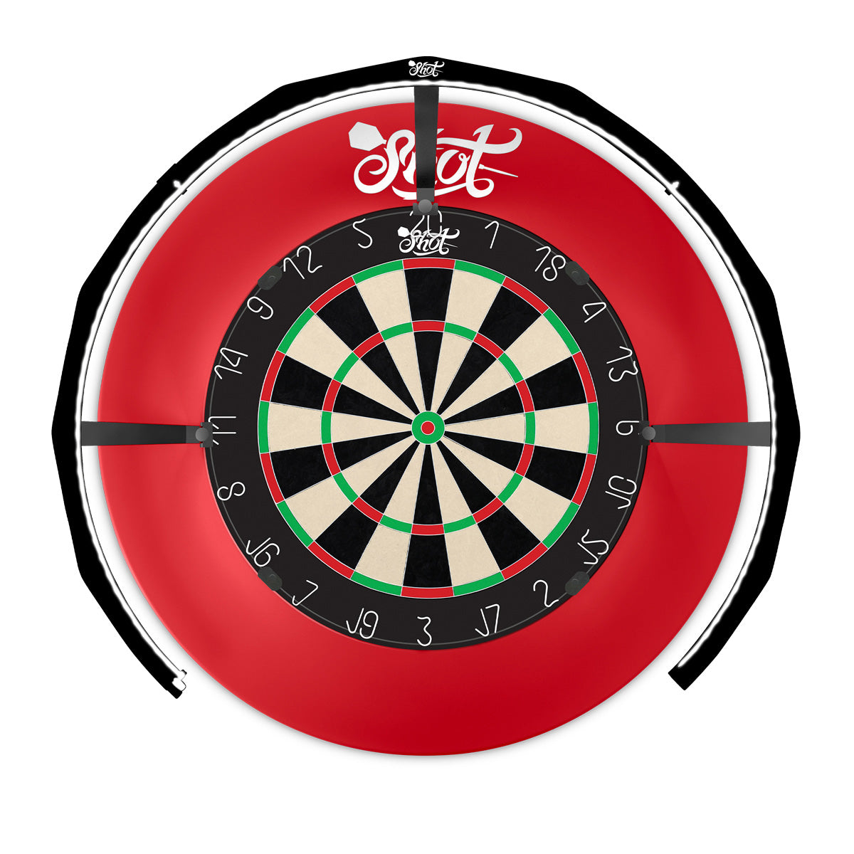 Shot Lumen Core Dartboard Lighting System straight product image showing the lighting system and included contents