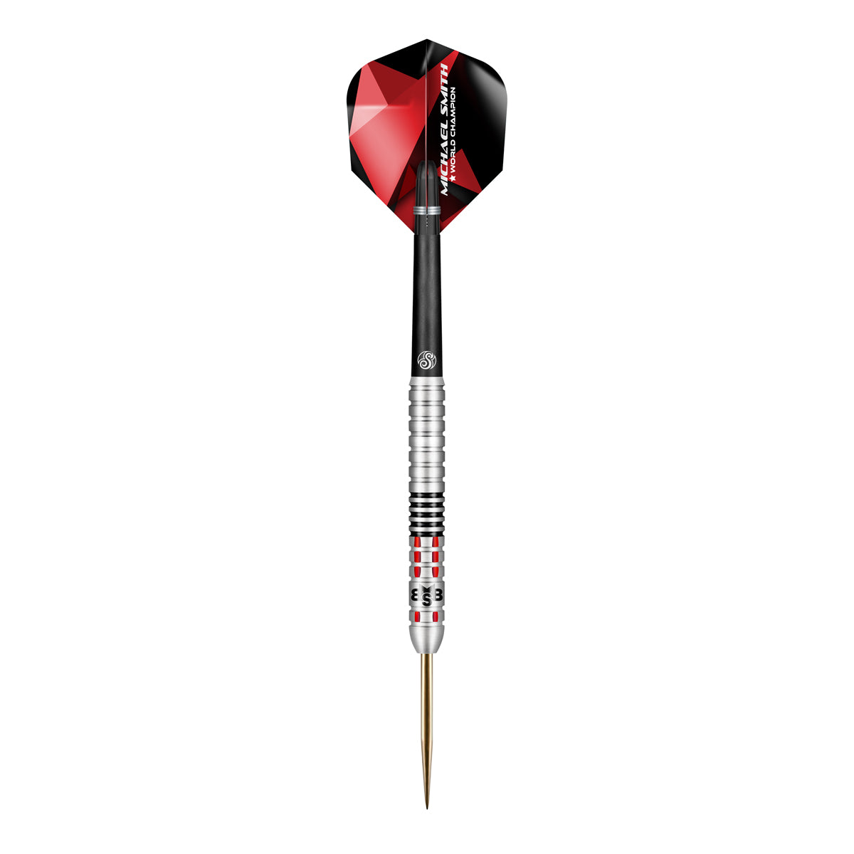 Michael Smith Achieve Steel Tip Darts dynamic product image highlighting the full dart setup and barrel design