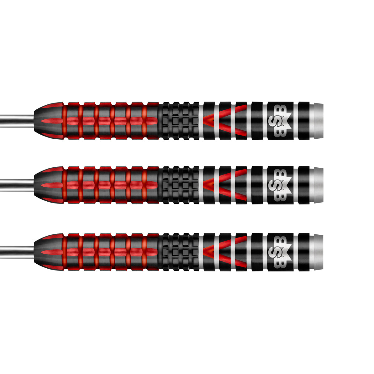 Michael Smith Defiant Steel Tip Darts close up image showing detailed grip patterns, machining, coating, and precision craftsmanship