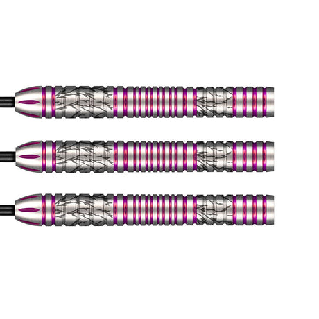 Pro Series Barbora Hospodarska 2.0 Steel Tip Darts close up image showing detailed grip patterns, machining, coating, and precision craftsmanship