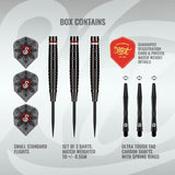 Pro Series Carl Sneyd Steel Tip Darts contents image displaying everything included inside the package