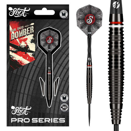 Pro Series Carl Sneyd Steel Tip Darts main product image showing the darts, packaging, flights, shafts, and included accessories