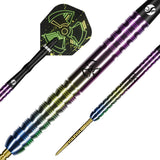 Close up image of the Shot Pro Series Stowe Buntz 3.0 Turbo Point 90% Tungsten Steel Tip Darts barrels highlighting the grip and machining